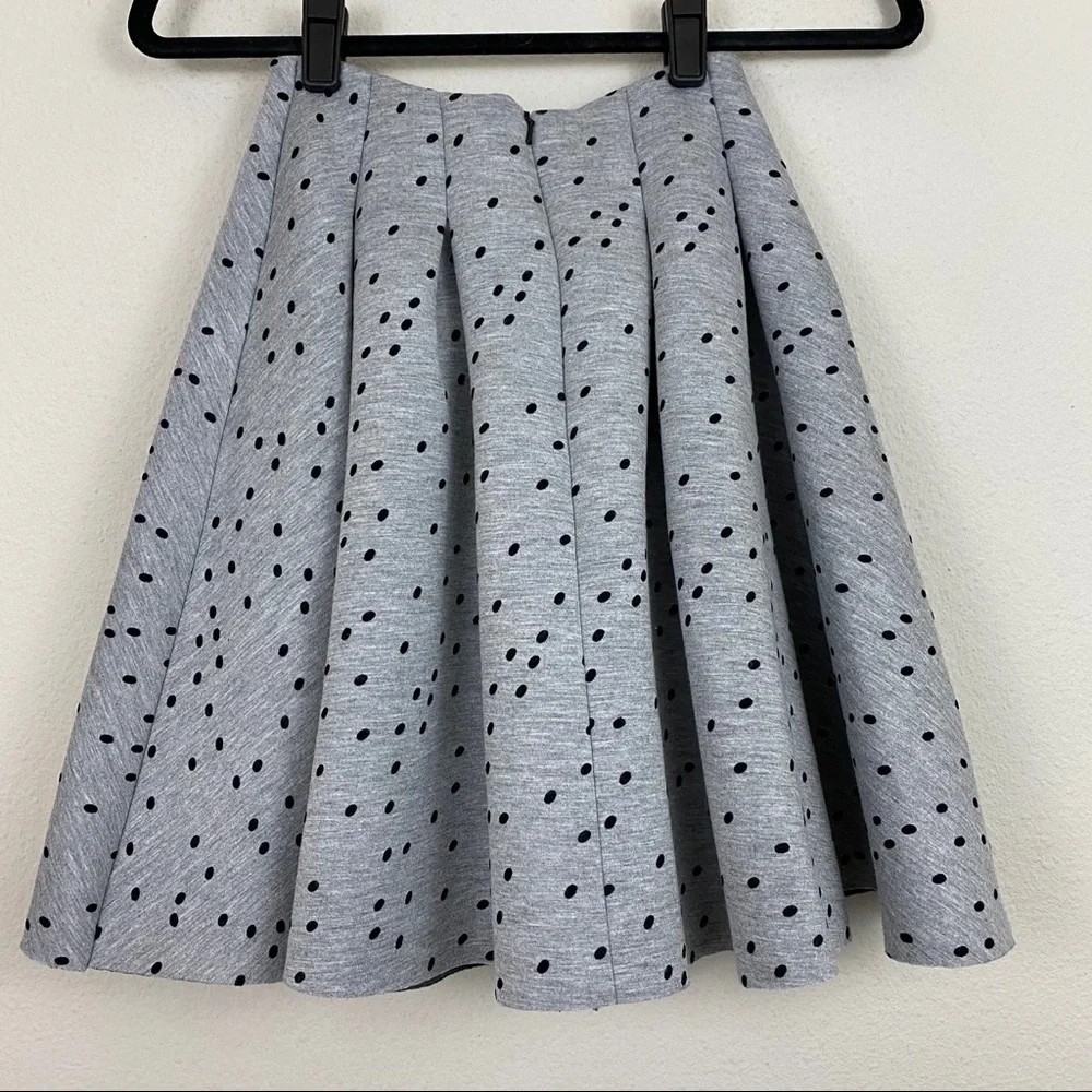 Maje Joye Pleated Felt Spotted Polka Dot Fit and Flare Skirt